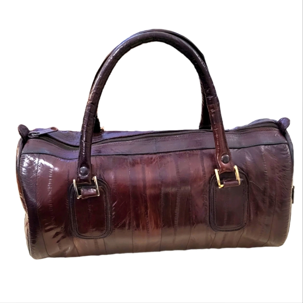 Vintage Eel Skin Purse Brown Gold